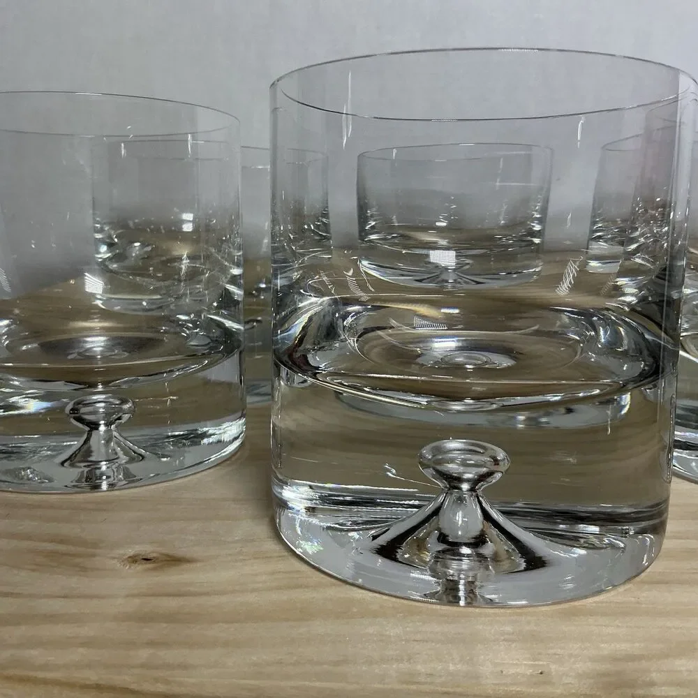 HTF CRATE & BARREL POLAND CLEAR KROSNO BUBBLE DOF GLASS Set Of 6